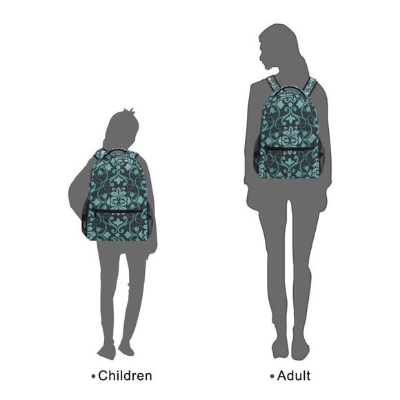 Bolaz Large Backpack Lightweight Shoulder Bag Unisex Teal Turquoise Floral‎ - Picture 9 of 9